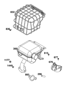 Exhaust Group Diagram and Parts List for 13A135-0026-F1 100000 - 19Z999 Briggs and Stratton Engine